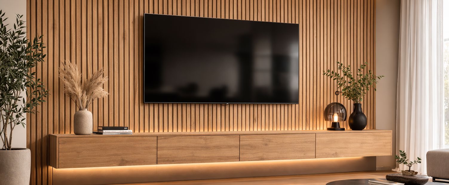 RIGID designové panely v moderním obývacím pokoji